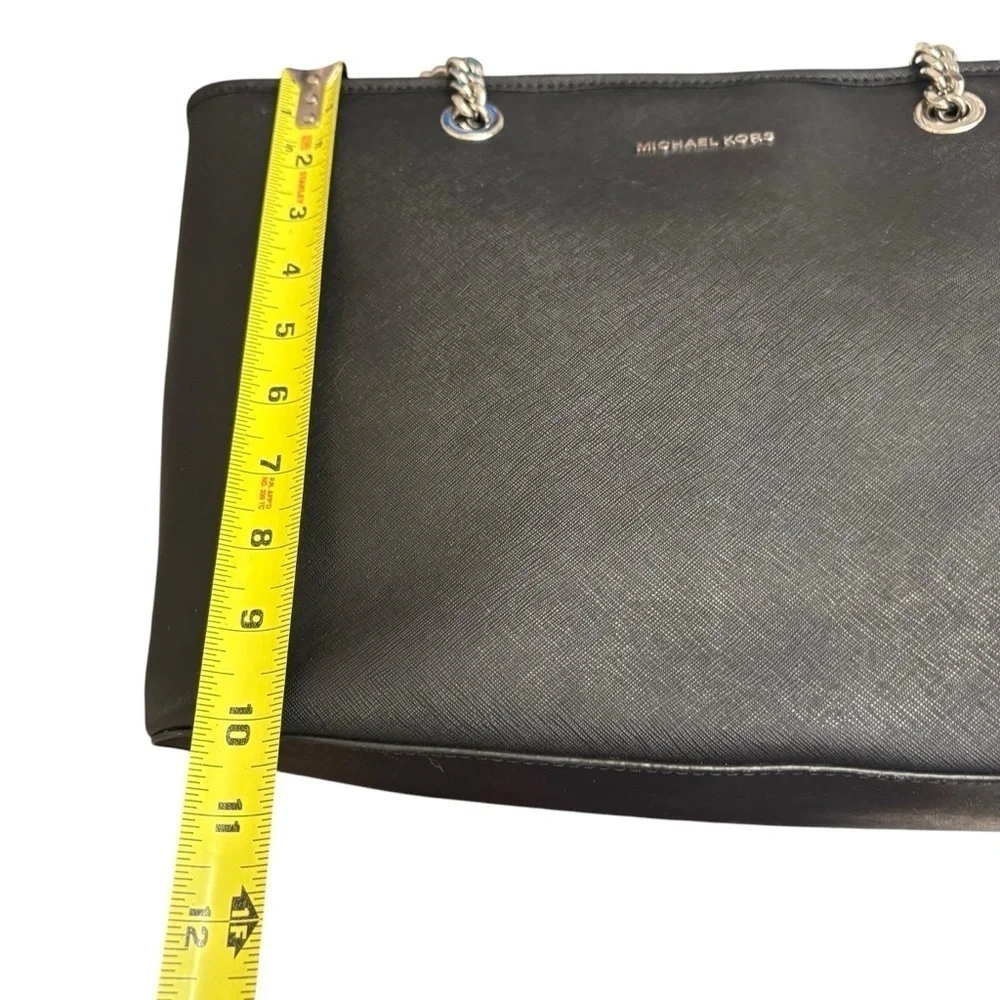 Michael kors black saffiano leather zippered business laptop tote bag
